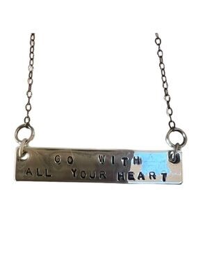 NWT "Go With Your Heart" Handmade Silver Necklace
